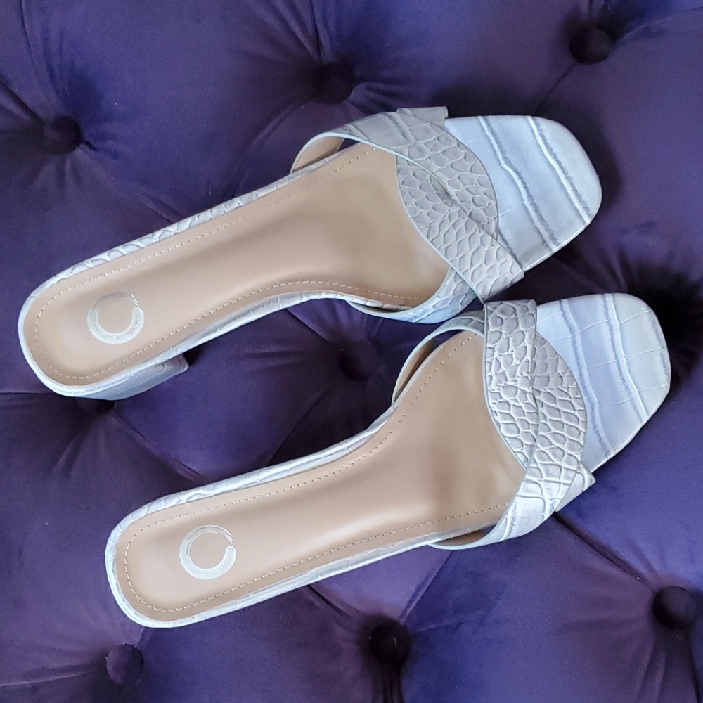 Grey Snakeskin Look Sandals